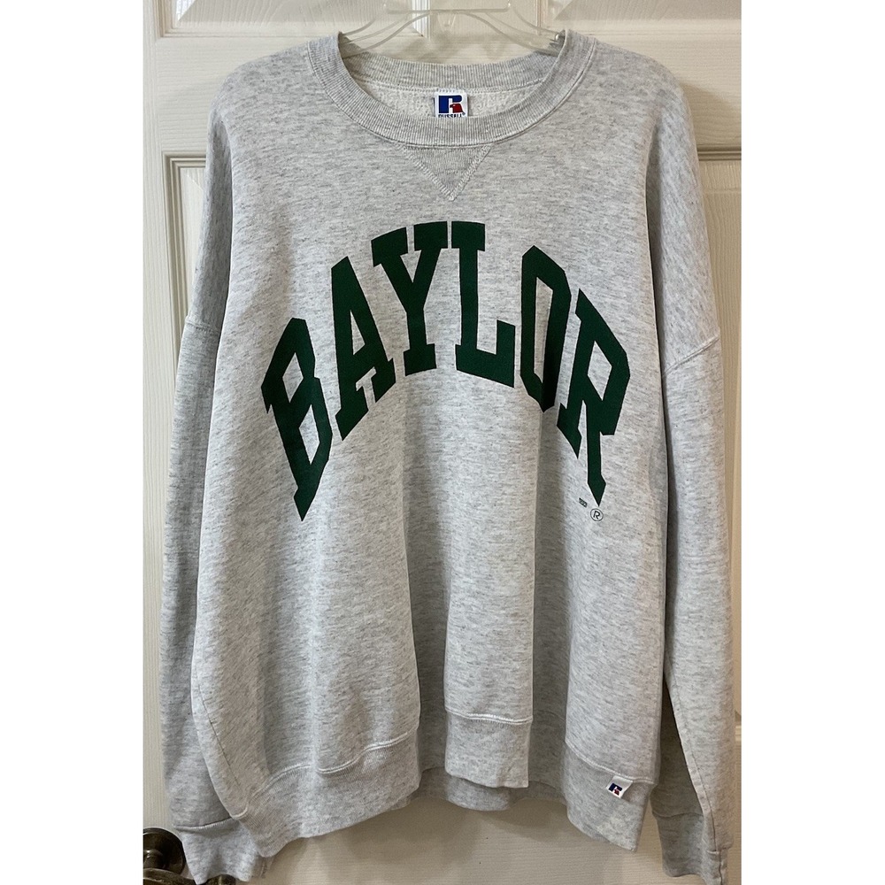 Vtg Russell Athletic Men's Pullover Sweatshirt Cotton Gray 3X Baylor Spellout